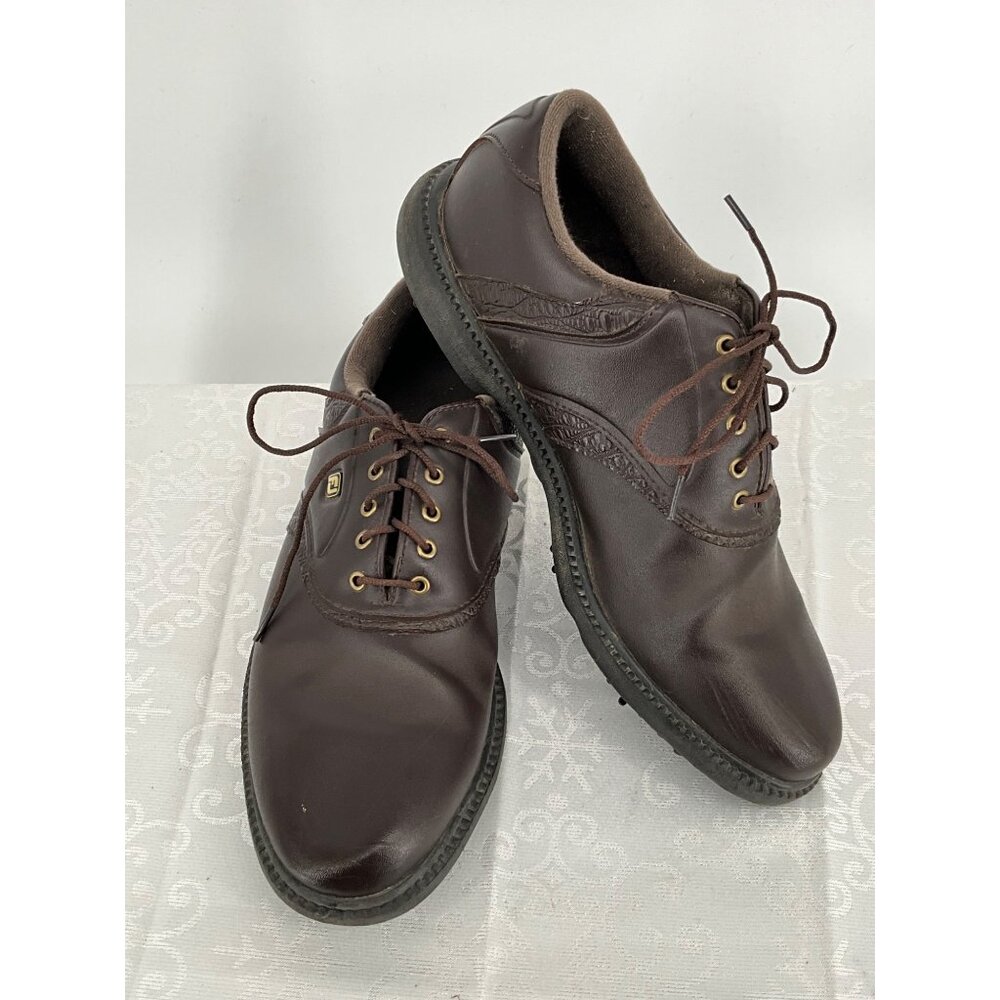 FootJoy Mens‎ Brown Leather Golf Shoes Size 10M With Spiked Soles #45356